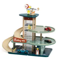 Classic World houten vintage garage speelgoed met auto's en lift, 11-delig.