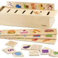 Viga Houten Educatief Sorteerspel Dieren Fruit Groenten Montessori - UNI