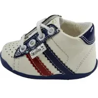 Wanda Leren schoenen - wit/donkerblauw/rood - jongen - eerste stapjes - babyschoenen - flexibel - sneakers - maat 18