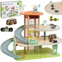 Classic World houten speelgoed garage duurzaam met accessoires 19-delig.