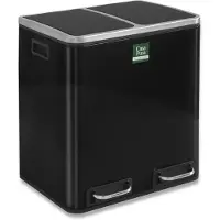 Casa Pura Pedaalemmer Zwart PP (Polypropeen), RVS (Roestvrij staal) 2 x 15 l