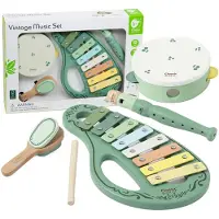 Classic World houten muziekinstrumenten set vintage 5-delig speelgoed.