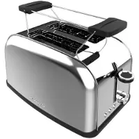 Cecotec Verticaal broodrooster Toastin' Time 850 Inox Essential. 850 W, dubbele lange en brede gleuven (3,8 cm), opklapbare broodroosters