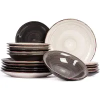 Cookinglife Serviesset Delice Grijs 18-delig / 6 personen - 6 dinerborden, 6 diepe borden en 6 ontbijtborden