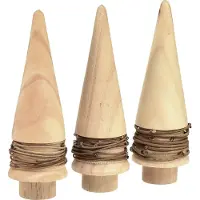 Viana Mini kerstboom houtdecoratie natuurlijke tafeldecoratie H13,5cm 3 stuk