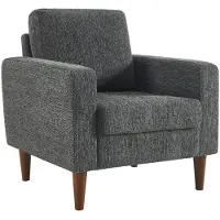 Sweeek Fauteuil rubberhout en chenille stof Donkergrijs