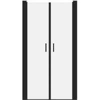 Vente-unique Draaibare douchedeur - 90 x 195 cm - Matzwart - Gehard glas - SARASOTA