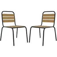Vente-unique Set van 2 stapelbare tuinstoelen van polywood en metaal - Zwart - LYLIOS van MYLIA
