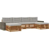 vidaXL Buiten bank set 6 st Naturel en lichtgrijs Massief Acacia Hout