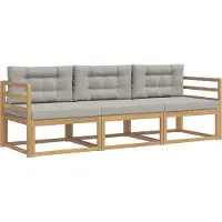 vidaXL Buiten bank set 3 st Wit en Lichtgrijs Polyester