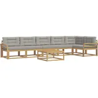 vidaXL Buiten bank set 7 st Wit en Lichtgrijs Polyester