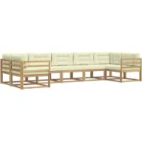 vidaXL Buiten bank set 7 st Wit en crèmekleurig