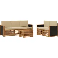 vidaXL Buiten bank set 6 st Natuurlijk en Beige Massief Acacia Hout