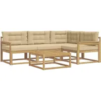 vidaXL Buiten bank set 5 st Wit en Beige Polyester