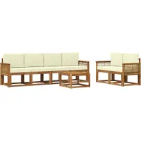 vidaXL Buiten bank set 7 st Natuurlijk en Crème Polyester