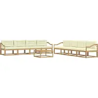 vidaXL Buiten bank set 9 st Wit en crèmekleurig Polyester
