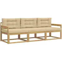 vidaXL Buiten bank set 3 st Wit en Beige Polyester