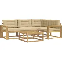 vidaXL Buiten bank set 5 st Wit en Beige Polyester