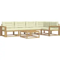 vidaXL Buiten bank set 6 st Wit en crèmekleurig Polyester