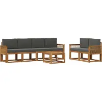 vidaXL Buiten bank set 7 pcs Natuurlijk en Antraciet Polyester