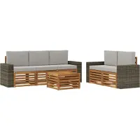 vidaXL Buiten bank set 6 st Naturel en lichtgrijs Massief Acacia Hout