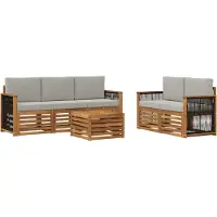 vidaXL Buiten bank set 6 st Naturel en lichtgrijs Massief Acacia Hout