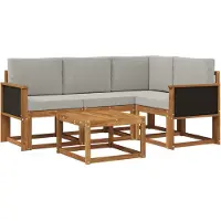 vidaXL Buiten bank set 5 st Naturel en lichtgrijs Polyester