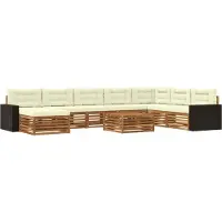 vidaXL Buiten bank set 9 st Natuurlijk en Crème Massief Acacia Hout