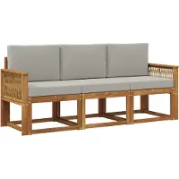 vidaXL Buiten bank set 3 st Naturel en lichtgrijs Polyester