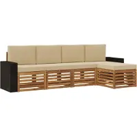 vidaXL Buiten bank set 5 st Natuurlijk en Beige