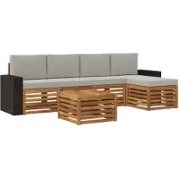 vidaXL Buiten bank set 6 st Naturel en lichtgrijs