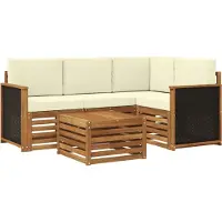 vidaXL Buiten bank set 5 st Natuurlijk en Crème Polyester