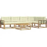 vidaXL Buiten bank set 6 st Wit en crèmekleurig Polyester
