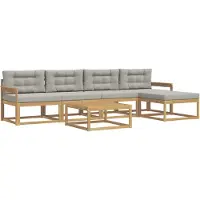 vidaXL Buiten bank set 6 st Wit en Lichtgrijs Polyester