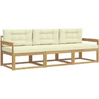 vidaXL Buiten bank set 3 st Wit en crèmekleurig Polyester