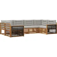 vidaXL Buiten bank set 6 st Naturel en lichtgrijs Massief Acacia Hout