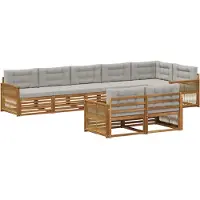 vidaXL Buiten bank set 8 st Naturel en lichtgrijs