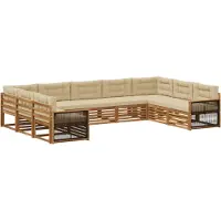 vidaXL Buiten bank set 9 st Natuurlijk en Beige Massief Acacia Hout