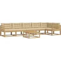 vidaXL Buiten bank set 7 st Wit en Beige Polyester