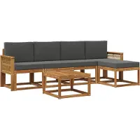 vidaXL Buiten bank set 6 st Natuurlijk en Antraciet Polyester