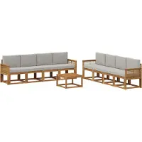 vidaXL Buiten bank set 9 st Naturel en lichtgrijs Polyester