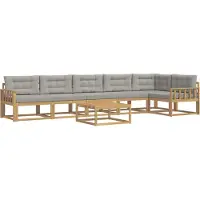 vidaXL Buiten bank set 7 st Wit en Lichtgrijs Polyester
