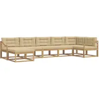 vidaXL Buiten bank set 7 st Wit en Beige
