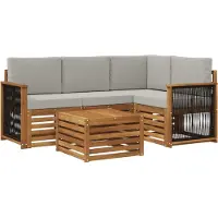 vidaXL Buiten bank set 5 st Naturel en lichtgrijs Polyester