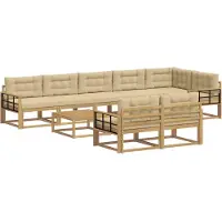 vidaXL Buiten bank set 9 st Wit en Beige Polyester