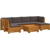 vidaXL 7 st Buiten bank set Massief Acacia Hout Bruin
