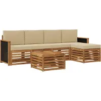 vidaXL Buiten bank set 6 st Natuurlijk en Beige