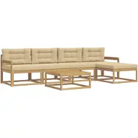 vidaXL Buiten bank set 6 st Wit en Beige Polyester