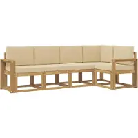 vidaXL Buiten bank set 5 st Wit en Beige