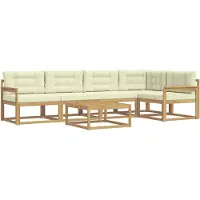 vidaXL Buiten bank set 6 st Wit en crèmekleurig Polyester